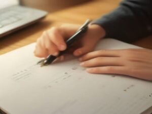 شخص يخطط لأهدافه ويحلل تقدمه على المكتب